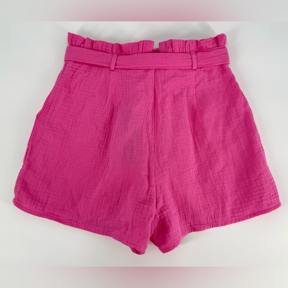 Lulus NWT Friendship Bright Pink Paperbag Waist Shorts, Size XS - Picture 8 of 15